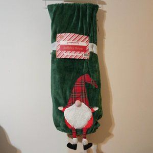 NWT ~ Peppermint Place Holiday Throw with a Textured Dangling Gnome (50” x 60”)